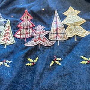 Vintage XXL Christmas Tree Button Down Embroidered Colorful Festive Retro